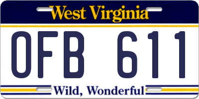 WV license plate OFB611
