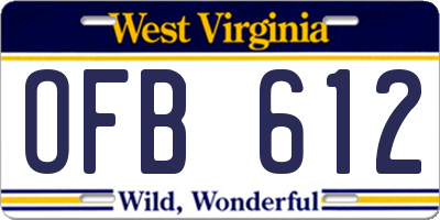 WV license plate OFB612