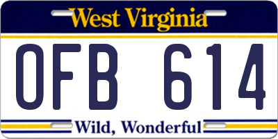 WV license plate OFB614