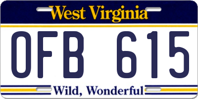 WV license plate OFB615