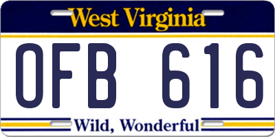 WV license plate OFB616