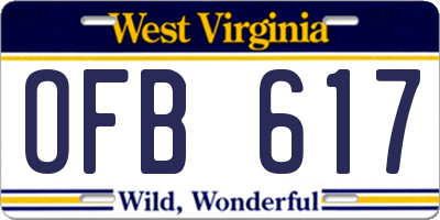 WV license plate OFB617