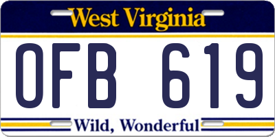WV license plate OFB619