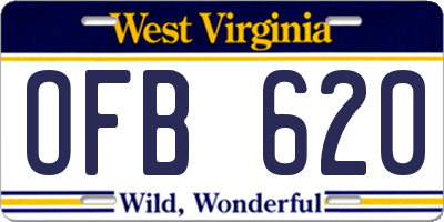 WV license plate OFB620