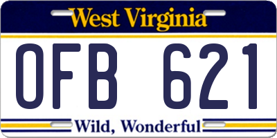 WV license plate OFB621