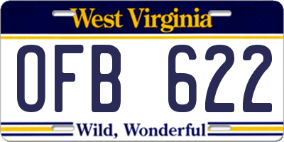 WV license plate OFB622