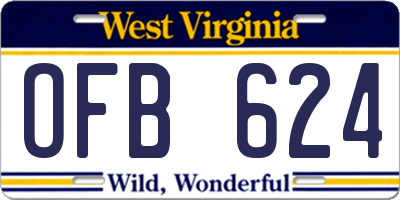 WV license plate OFB624