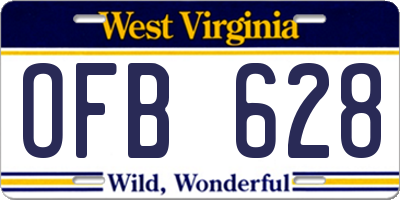 WV license plate OFB628