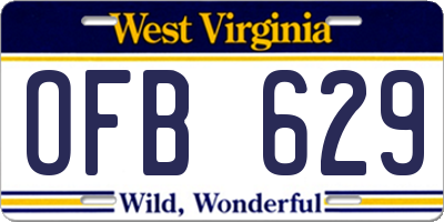 WV license plate OFB629