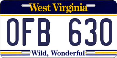 WV license plate OFB630