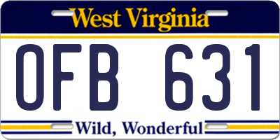WV license plate OFB631