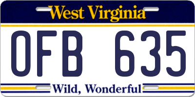WV license plate OFB635