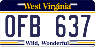 WV license plate OFB637