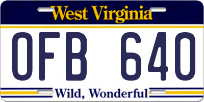 WV license plate OFB640