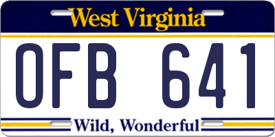 WV license plate OFB641