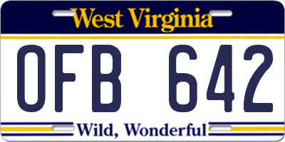 WV license plate OFB642