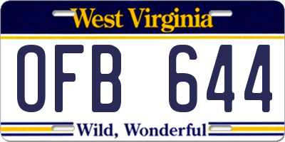 WV license plate OFB644