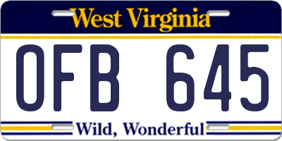 WV license plate OFB645