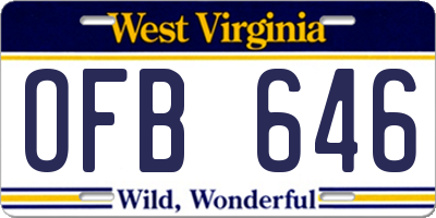 WV license plate OFB646