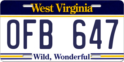 WV license plate OFB647