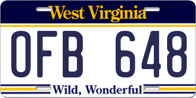 WV license plate OFB648