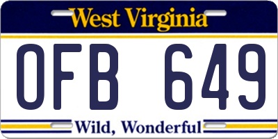 WV license plate OFB649