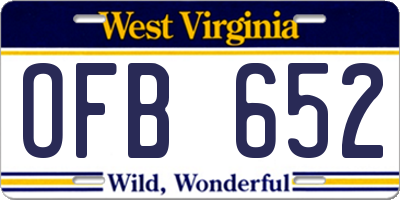 WV license plate OFB652