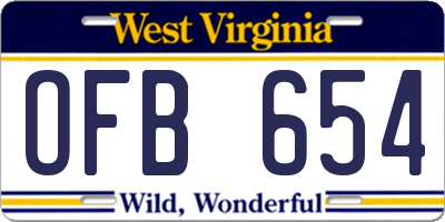 WV license plate OFB654