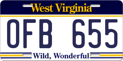 WV license plate OFB655