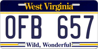 WV license plate OFB657