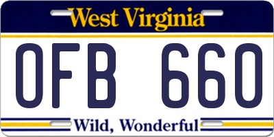 WV license plate OFB660