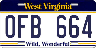 WV license plate OFB664
