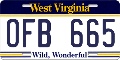 WV license plate OFB665