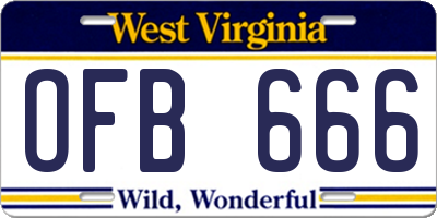 WV license plate OFB666