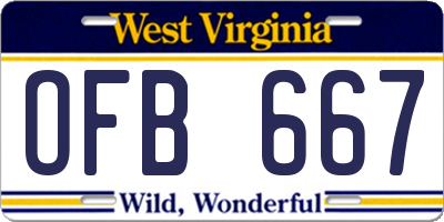 WV license plate OFB667
