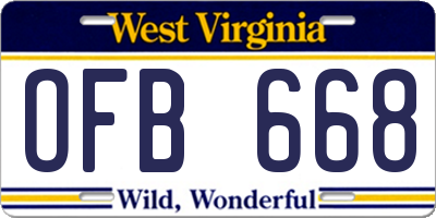 WV license plate OFB668
