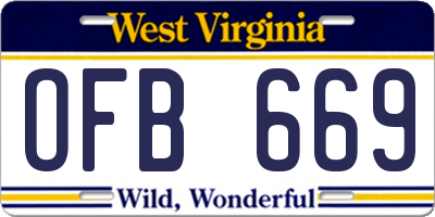 WV license plate OFB669