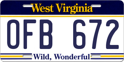 WV license plate OFB672