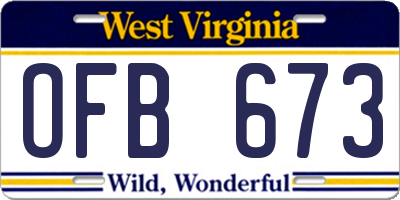 WV license plate OFB673