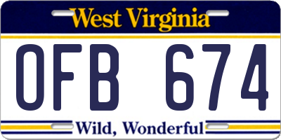 WV license plate OFB674