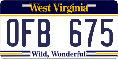 WV license plate OFB675