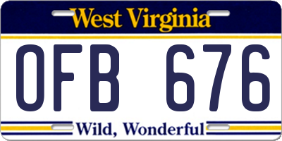 WV license plate OFB676