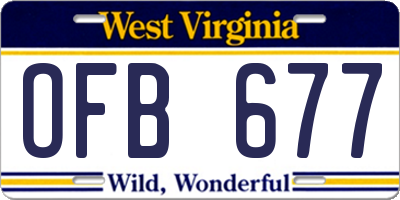 WV license plate OFB677