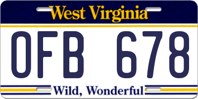 WV license plate OFB678