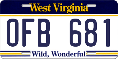WV license plate OFB681