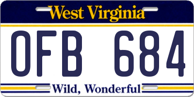 WV license plate OFB684