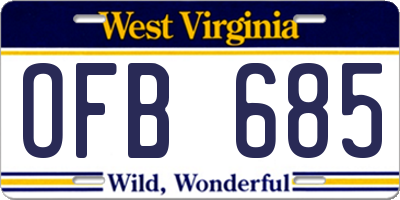 WV license plate OFB685