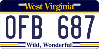 WV license plate OFB687