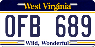 WV license plate OFB689