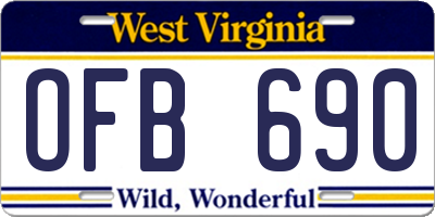 WV license plate OFB690